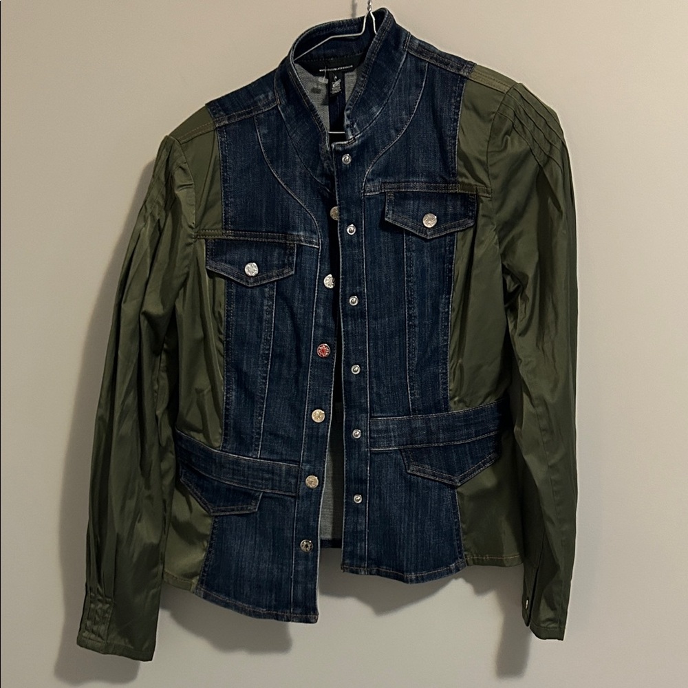 White House Black Market Denim and Green Jacket